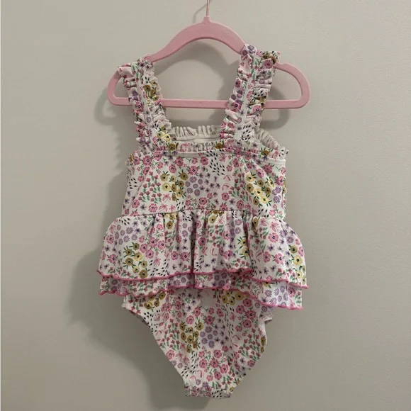5T Catherine Malandrino Pink Floral Girls One-Piece Swimsuit - Picture 2 of 4